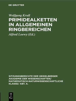 cover image of Primidealketten in allgemeinen Ringbereichen